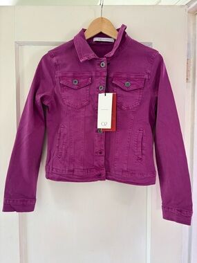 Woman’s Magenta Denim Jacket
 Q2 from Urbanheer.
Stretch denim, short jacket.